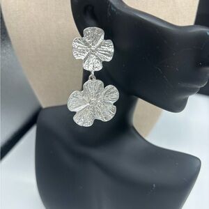 Elegant Silver Floral Drop Earrings